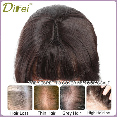 DIFEI Slightly Curly Short Synthetic Wig For Women Fresh Natural Short Wig With Straight Bangs Suitable For Daily Wear