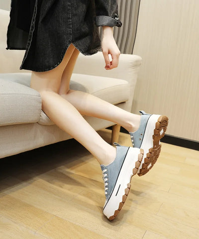 Fashion Designer Women Canvas Shoes Summer New High Platform Sneakers Female Casual Tennis Shoe Increase All-match Zapatos Mujer