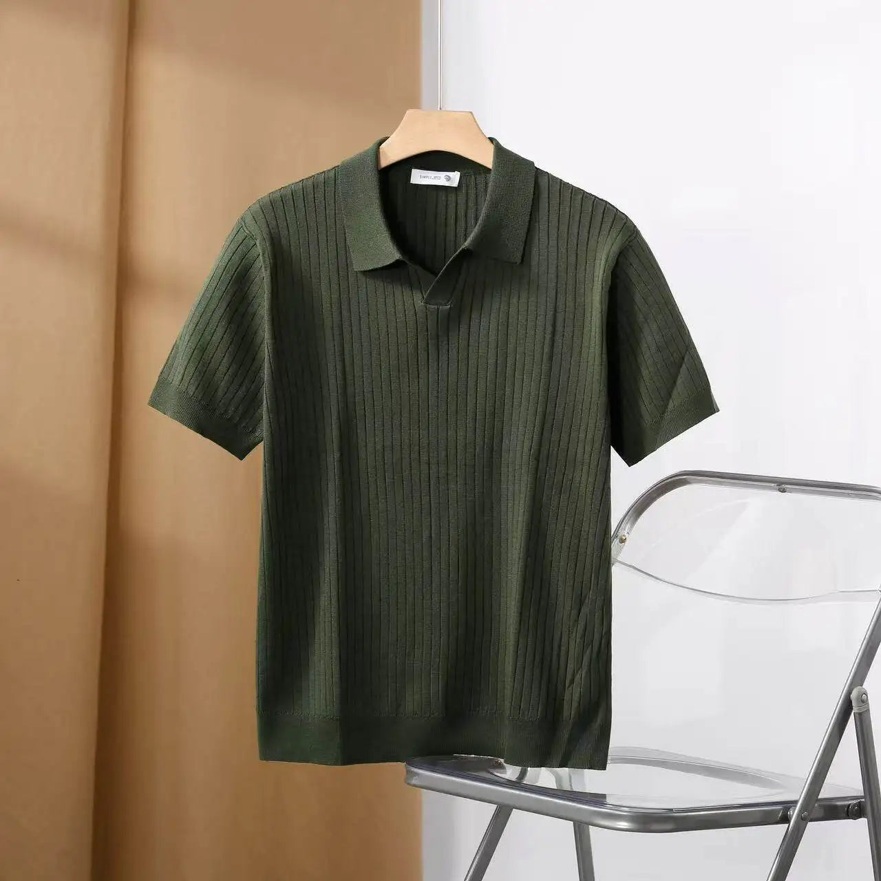 Men Slim Fit Polo Shirts Solid Stretch Sexy Collared TShirt Fashion Trendy Cotton Casual Top Summer Clothes Comfortable Stretchy