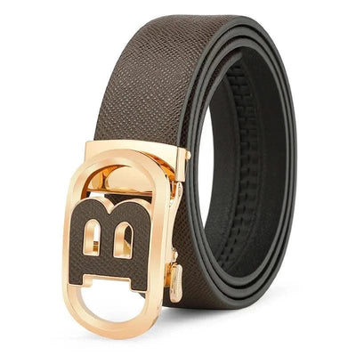 Men's Automatic Split Leather Buckle Belt | Versatile, Business, Casual Pants Belt | Middle-aged and Young Men