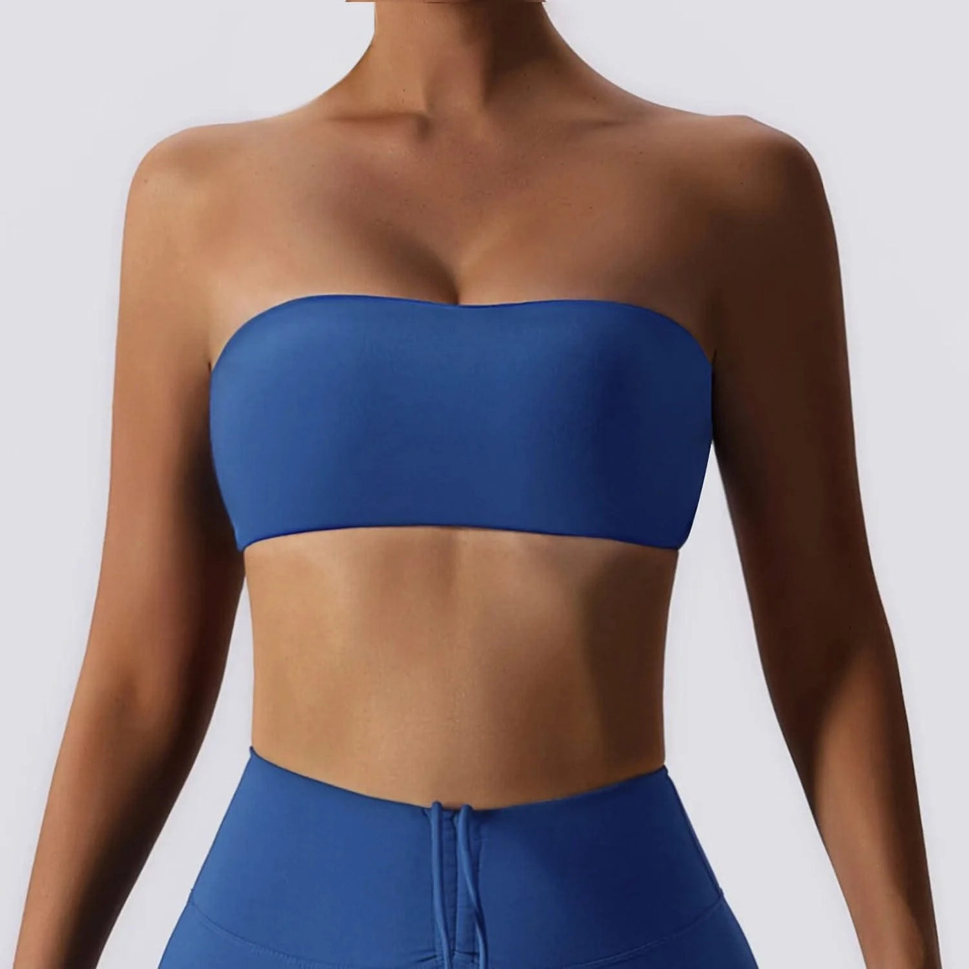 Women Strapless Bra Padded Top Stretchy Fitness Yoga Tops