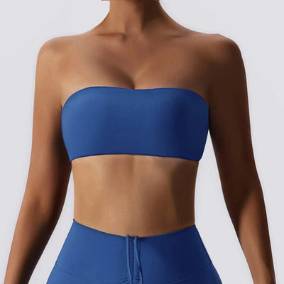 Women Strapless Bra Padded Top Stretchy Fitness Yoga Tops