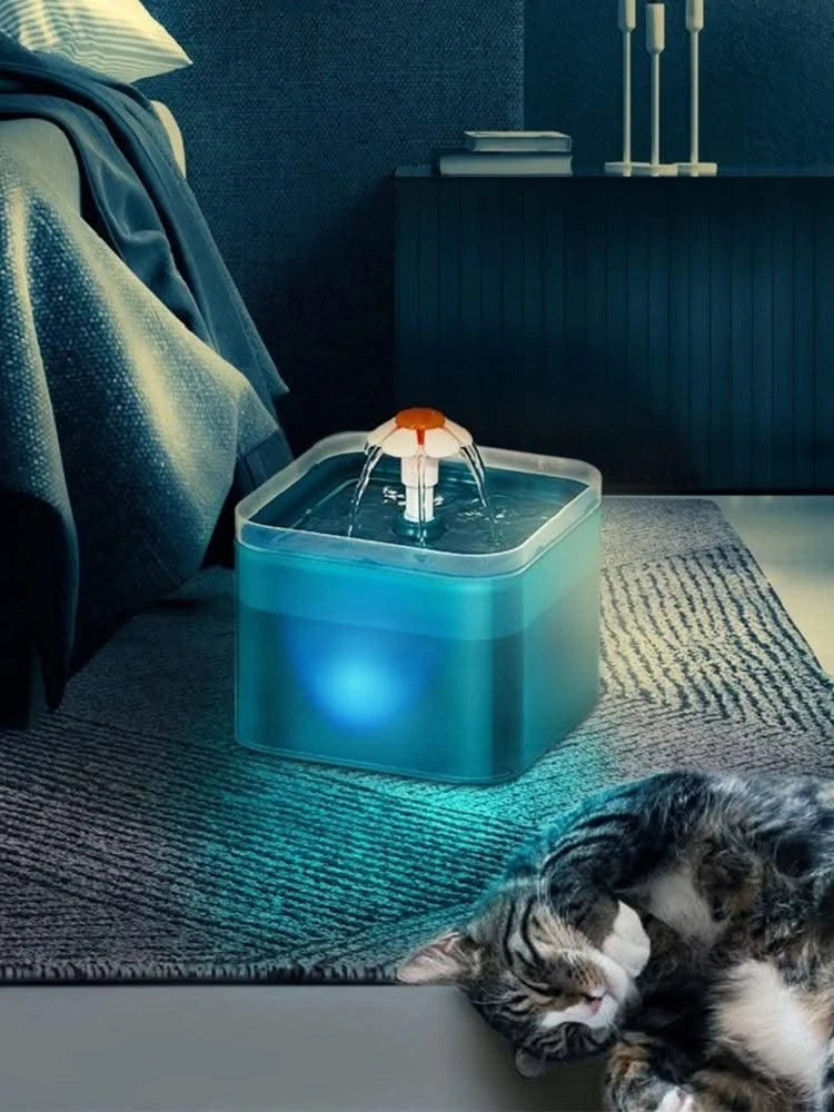 Pet Water Dispenser with Recirculate Filtring for Clean Water Automatic Cat Drinking Fountain USB Charging with LED Lighting