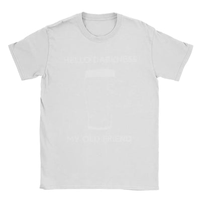 Men T-Shirts Hello Darkness My Old Friend Draught Beer Creative Cotton Tee Shirt Short Sleeve T Shirt Crew Neck Tops Gift Idea