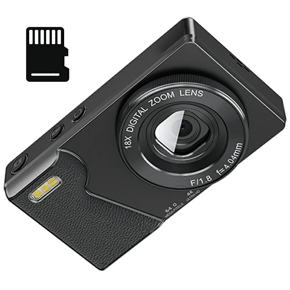 Digital Camera 4K 64MP Photography Camera Video Camcorder 18X Zoom Retro CCD Camera Dual Lens Photo Video Camera with 32GB Card
