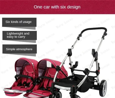 Twin Baby Stroller  Foldable, Two-way  Multifunctional Twin Baby Stroller,High View Baby Stroller Adjustable Armrests