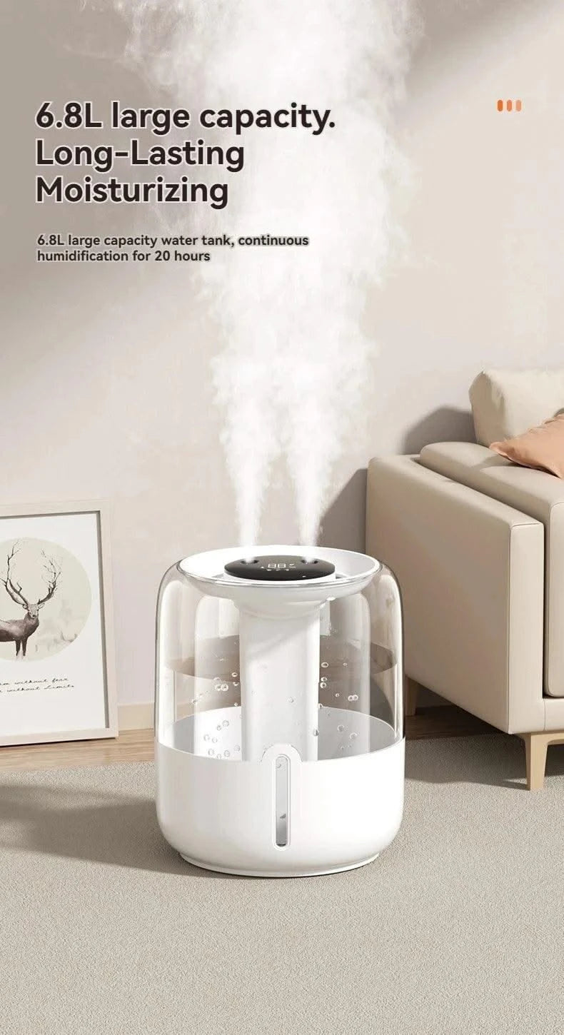 Humidifier 3.8L Large Capacity USB Dual Spray with Night Light Digital Display Aroma Diffuser Home Office Bedroom