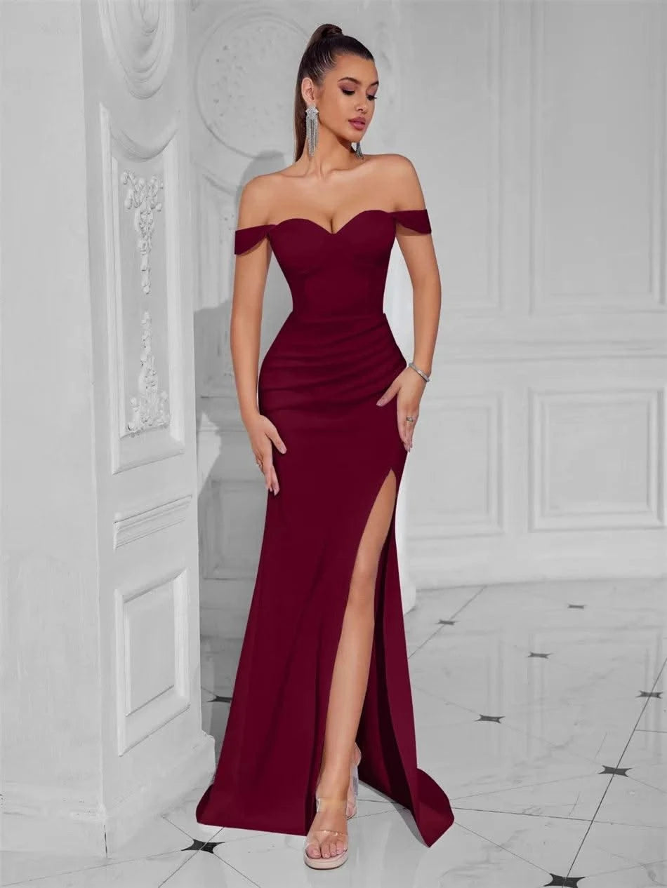 Cocktail Dress For Women Off Shoulder Sexy Floor Length Party Evening Night Outfit Club Formal Wedding Guest Maxi Gala Vestidos