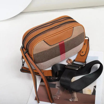 Genuine Leather Fashion Camera Bag Women Luxury Crossbody Shoulder Bags Messebger Canvas Brand Designer Handbags Square Black