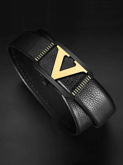 Men's Designer High quality Genuine Leather Belts Letter 'V' | Classic Exquisite Waist Strap