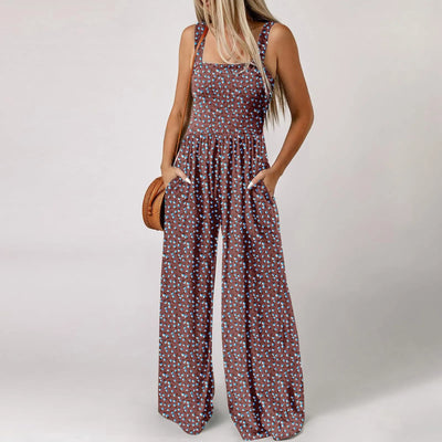 Summer Sexy Sling Jumpsuits Women'S Fashion Printed Loose Pencil Pants Casual Streetwear Elegant Party Female Spaghetti Rompers