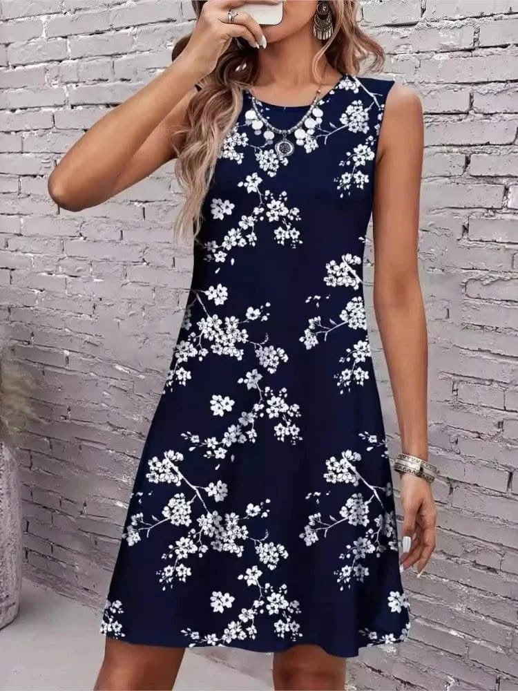 Floral Print Elegant Midi Tank Dresses For Women