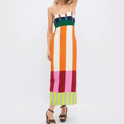 Women Loungewear Fashion Backless Maxi Dress Summer Print Holiday Sleeveless Deep V-Neck Elegant Ladies Party Dress Dropshipping