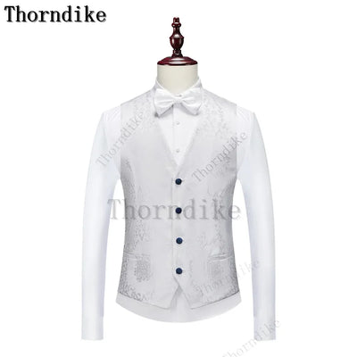 Thorndike Classic White Groom Tuxedo Groomsmen One Buttons Royal Blue Peaked Lapel Best Man Suit Wedding Men's Blazer Costume