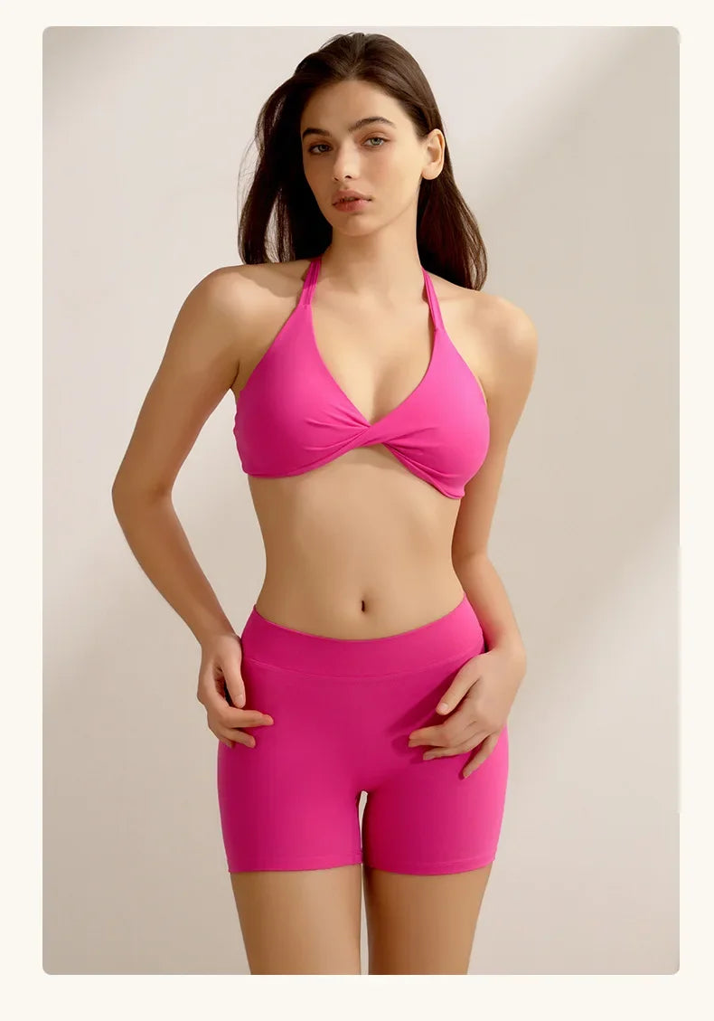 European and American Yoga Suits for Women Three-quarter Pants Two-piece Set Beautiful Strap Peach Buttock Lifting Fitness
