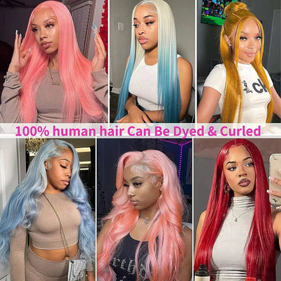13x6 Bone Straight  Lace Frontal Honey Colored Human Hair Wig 613 Blonde Transparent Lace Front Closure Wigs for Black Women
