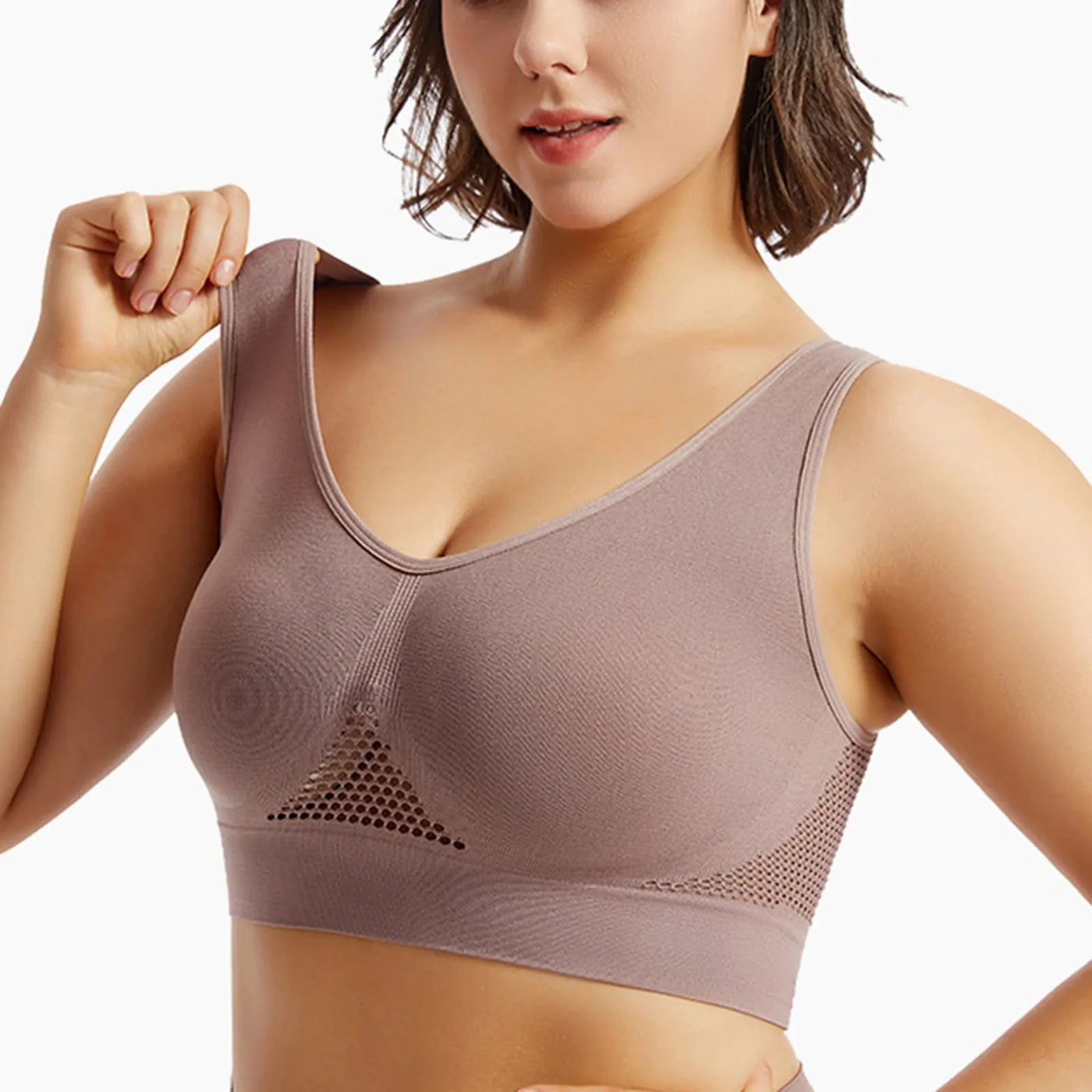 Breathable Sports Bra Top Fitness Women Brassiere Removable Padded Sport Bra Running Gym Seamless Push Up Bras