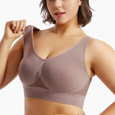 Breathable Sports Bra Top Fitness Women Brassiere Removable Padded Sport Bra Running Gym Seamless Push Up Bras