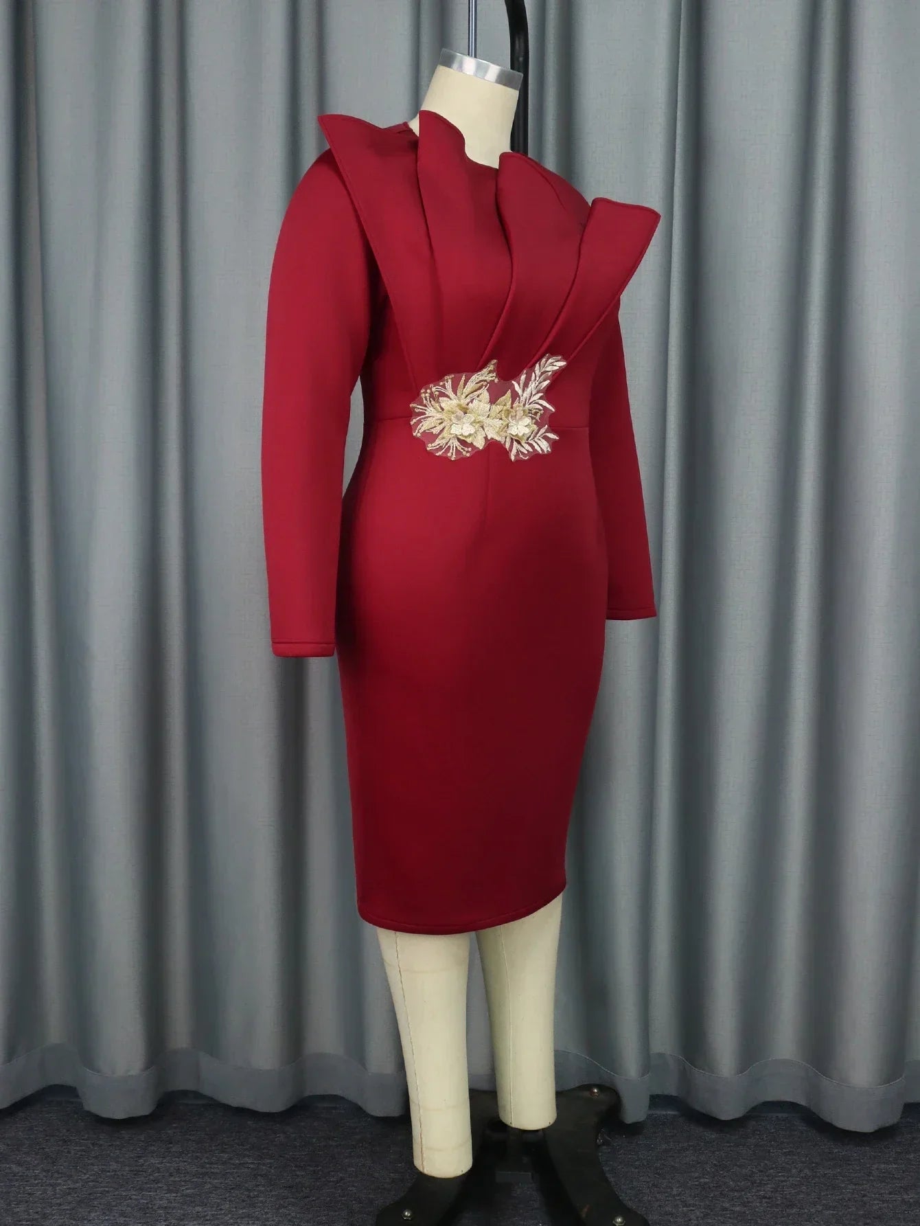 Customized Elegant Church Dresses for Women Party Bodycon Long Sleeves with Lace Appliques Sheath Classy Occasion African Weddin