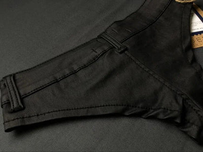 Womens Shorts Nightclub Sexy Low Waisted Elastic Denim PU Faux Leather Button Up Zippered Hot Pants for Women