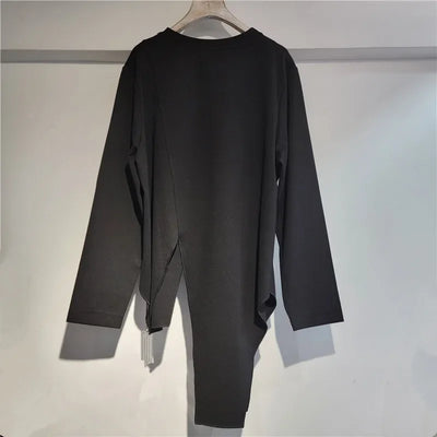 YEAE 2025 Spring New Items Fashion Flower Patchwork Loose T-shirts For Women Irregular Long Sleeves Tops Female