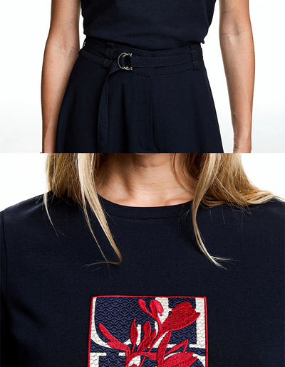 Women's T Shirts Short Sleeve O Neck Casual Flower Embroidery Design Cotton Female Tops Summer Women Tee Tops