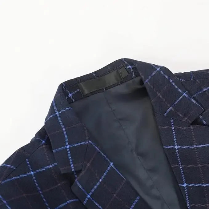  Men's Suit Checked Men's Suit Slim Fit 3-Piece Suits for Business Wedding