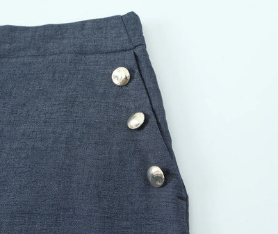 Women's clothing 2025 summer new product fashionable and versatile linen buttons high waist wide-leg casual trousers