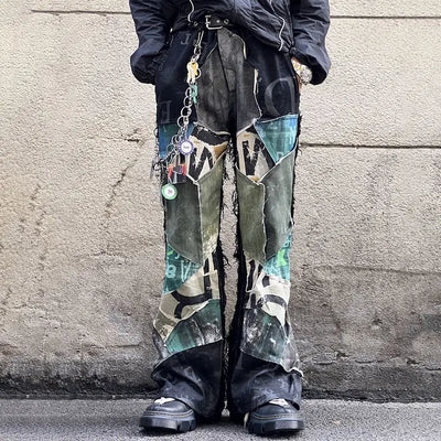 LUZHEN 2025 New Personalized Patchwork Design Straight Casual Pants Men's High Street Fashion Original Handsome Trousers JY3605