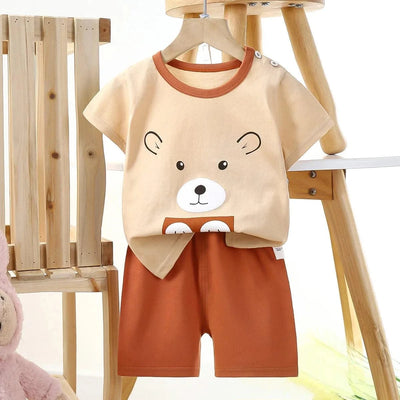 Summer Children Suits For Girls Short Sleeve Sets For Baby Girls Two Clothes T-shirt + Shorts Sets Toddler Clothing
