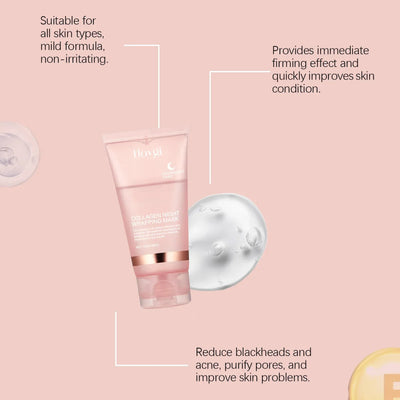 Collagen Peel-off Mask Deep Hydrating Fade Fine Lines Firming Shrink Pores Brightening Overnight Wrapping Mask Face Skin Care