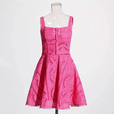 Summer Sundress Holiday Print Embroidery Cotton Short Cake Dress Women Sleeveless Tank Elastic Back Cocktail Party Vestidos