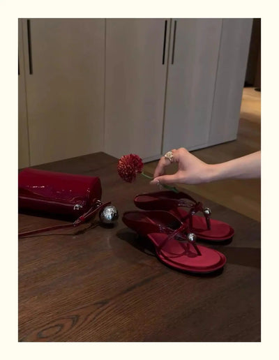 Women's Slippers Heeled Sandals Casual Flip Flops Shoes Woman 2025 Trend Summer Shallow Dress Design Pumps Clip Toe Slides Mujer