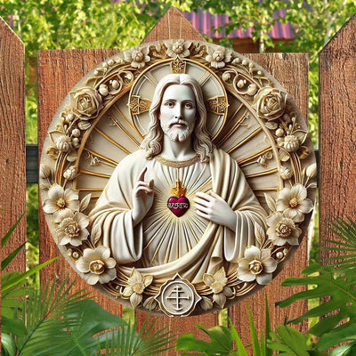 Thickened Round Wall Art: Intricate Floral Design with Halo Detail | Indoor/Outdoor Decor