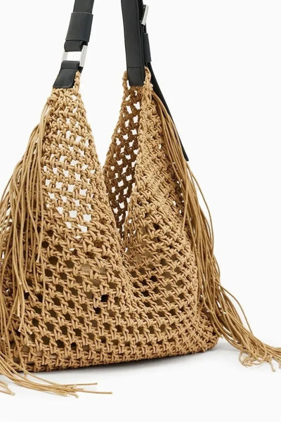 Designer Luxury Tote Bag Women 2025 New Large Capacity Bohemian Style Beach Bag Handmade Woven Hollow Out Tassel Shoulder Bag