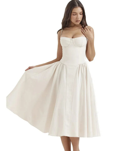 Summer Long Dresses for Women French Retro Spaghetti Straps Dress Corset Slim Sexy Elegant Classy Flower Print  Backless Dresses
