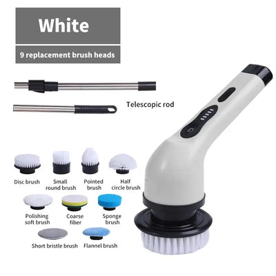 Electric Cleaning Brush 2-gear Electric Rotary Floor Scrubber Wireless Cordless 360 Adjust Extension Handle Home Cleaning Tools