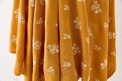 140x50cm Embroidered Slub Cotton Linen Fabric Clothing Sewing Fabric, Diy Women's Dress Forest Flower Cloth