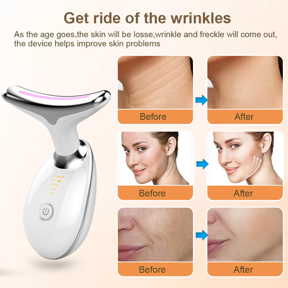 Neck Massager Multi-function to remove neck lines decree lines vibration hot beauty massager EMS electric neck instrument