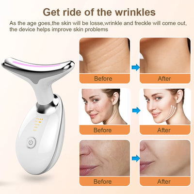 Neck Massager Multi-function to remove neck lines decree lines vibration hot beauty massager EMS electric neck instrument