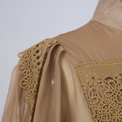 Luxury Long Dresses Women 2025 Spring Summer Embroidery Ruffle Lace Pearl Hollow Out Party Midi Dress Shirt Full Sleeve Vestidos