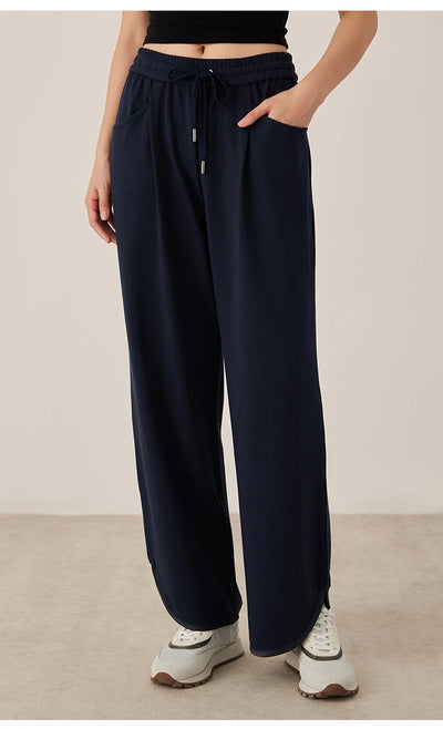 KL7523369 Women's Wide Leg Lounge Pants Cotton Blend Drawstring Waist Casual Fall Clothing