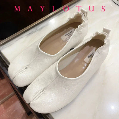 2025 Women Slip on Casual Loafers Chunky Heel Shoe Soft Moccasins Footwear New Fashion Split Toe Shoes Zapatos De Mujer