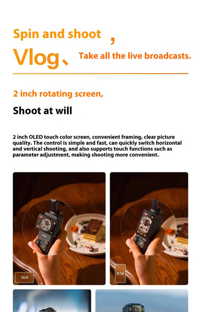 DJI Osmo Pocket 3 Handheld PTZ Smart Travel with An Inch Pocket PTZ Camera Handheld Vlog Camera Outdoorl Gifts