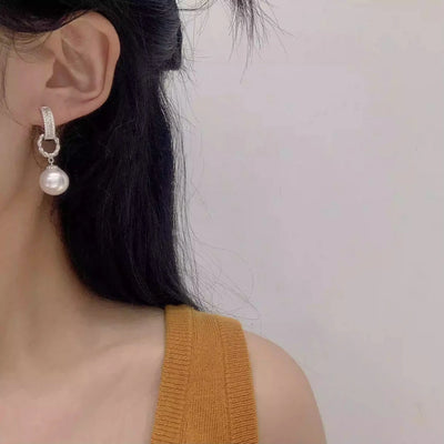 MeiBaPJ 10mm Natural Nearround Pearls Fashion Drop Earrings DIY Genuine 925 Silver Fine Wedding Jewelry for Women