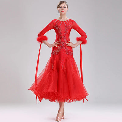 White Ballroom Dance Competition Dresses Women's Performance Waltz Party Clothes National Standard Modern DanceWear Costumes