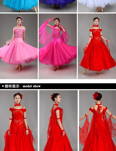 2025 Newest Woman Ballroom Dance Competition Dress Dance Ballroom Waltz Standard Dance Dress Women Ballroom Dress 009