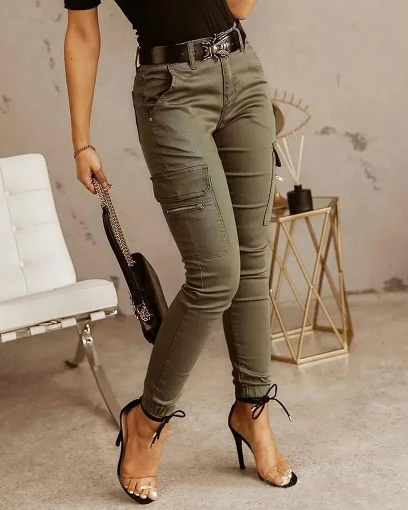 Fashion New Slim Fit Pencil Pants Women Streetwear Solid Casual Trousers Women Joggers Pockets Cargo Pants Female Pantalon 26211