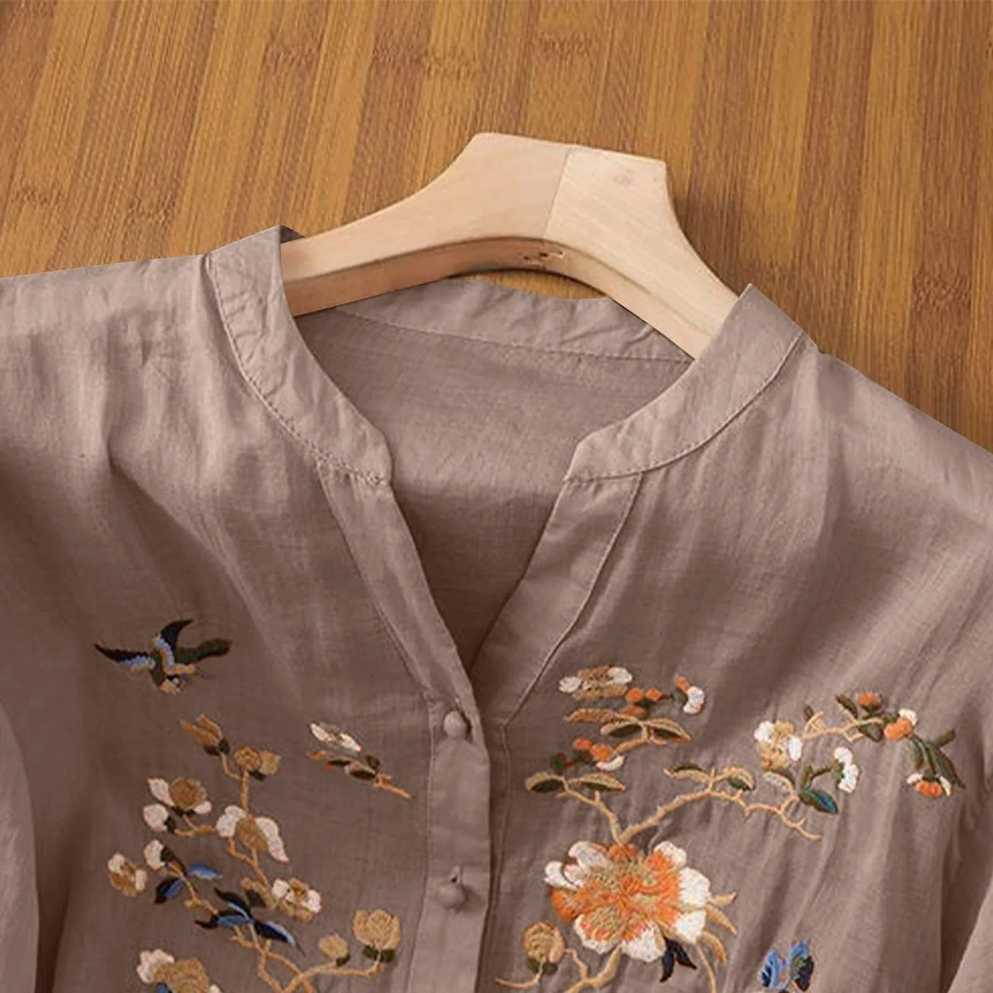 3/4 Sleeve Cotton Linen Shirts For Women 2025 Summer Boho Retro Embroidered Tops Dressy Casual Trendy Vacation Blouse Y2K Tops