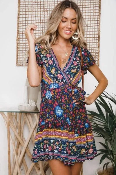 Elegant Women's Dresses Summer Bohemian Dress Vestidos Curtos Mujer Kadın Elbisesi Yazlık Kısa Elbiseler Midi Elbiseler Robe Ete